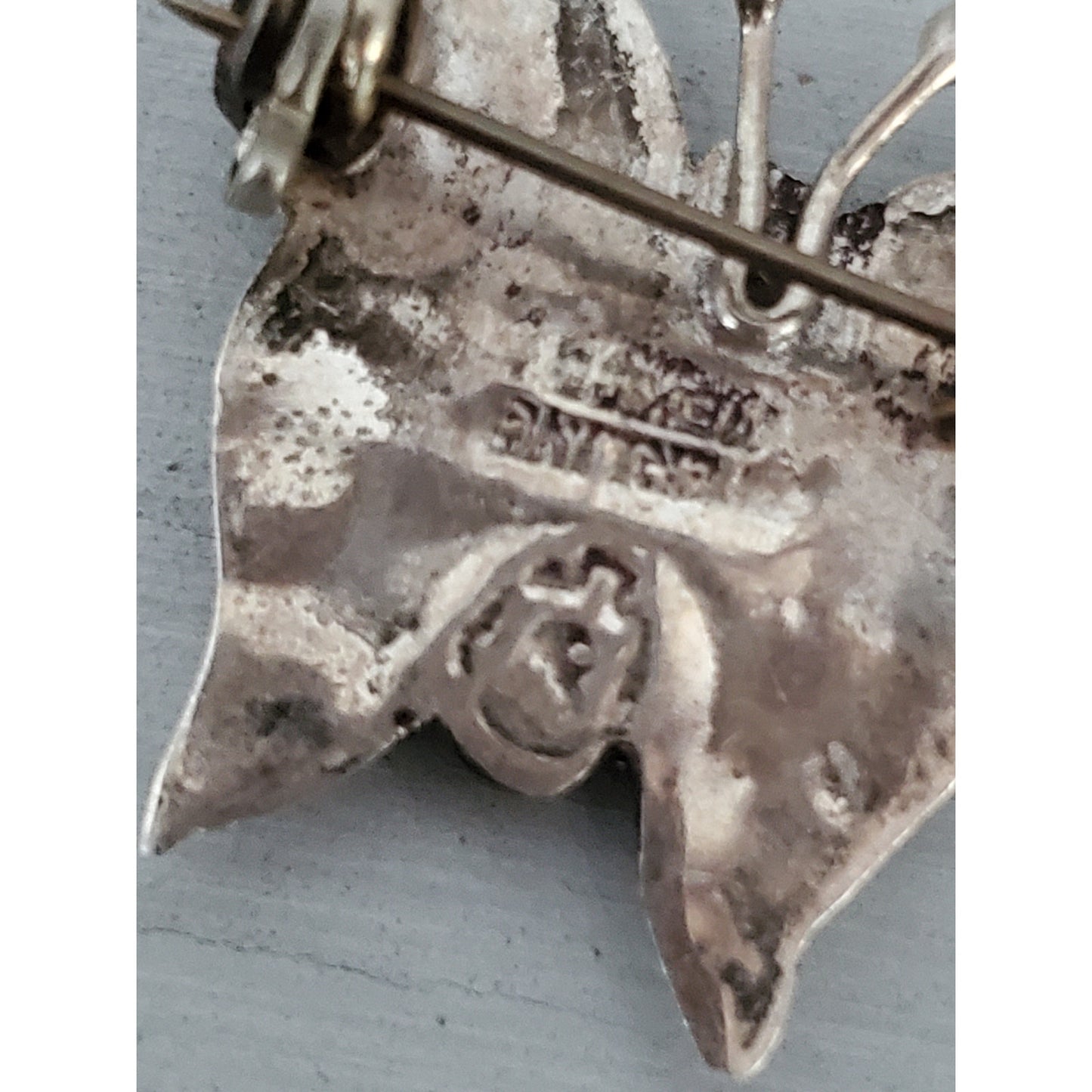 Vintage Sterling Silver Mother of Pearl Butterfly Pin