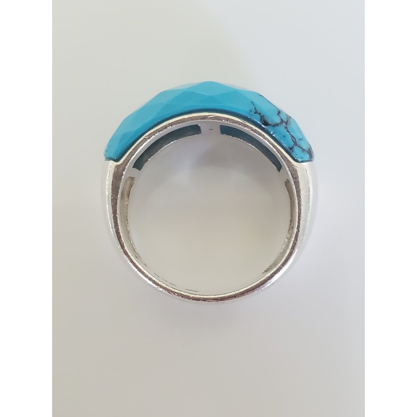 Faceted Turquoise Sterling Silver Ring Band