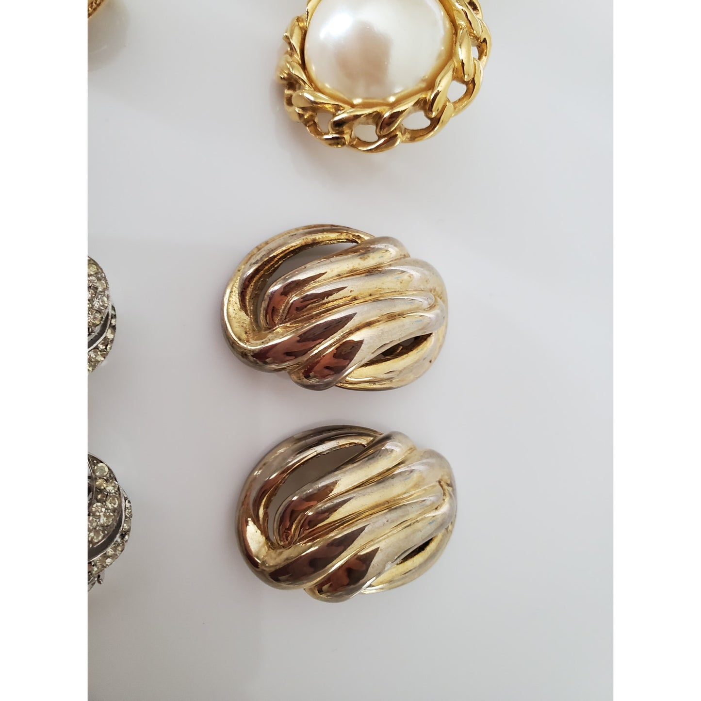 Vintage High Designer Clip On Earring Lot of 4 - Givenchy, Crown Trifari and Richelieu