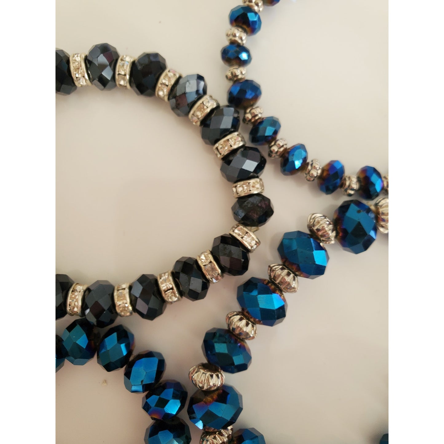 Vintage Lot of 5 Blue and Black Metallic Bracelets