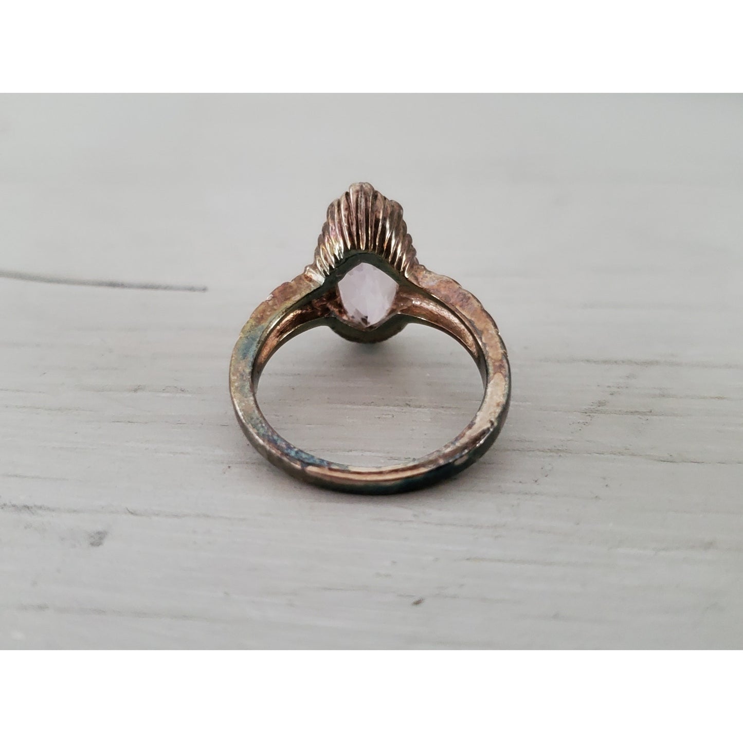 Vintage Sterling Silver Marquise Cut Purple Amethyst Ring