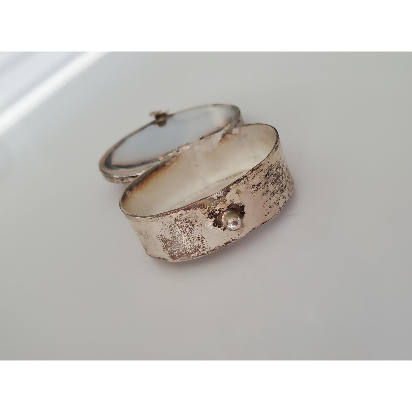 Vintage Sterling Silver Floral Lucite Pill Box