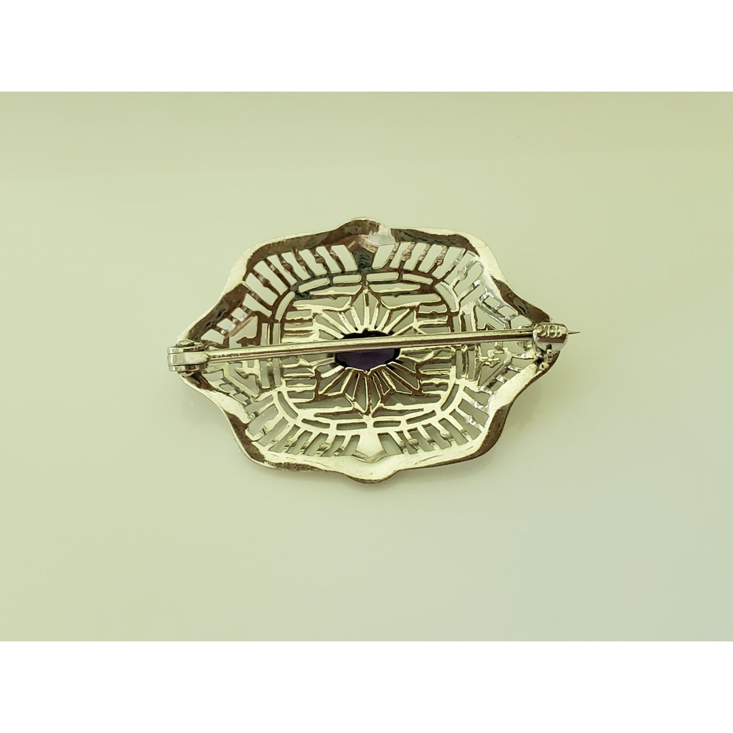 Vintage 10K Antique Victorian Filigree Amethyst Petite Brooch