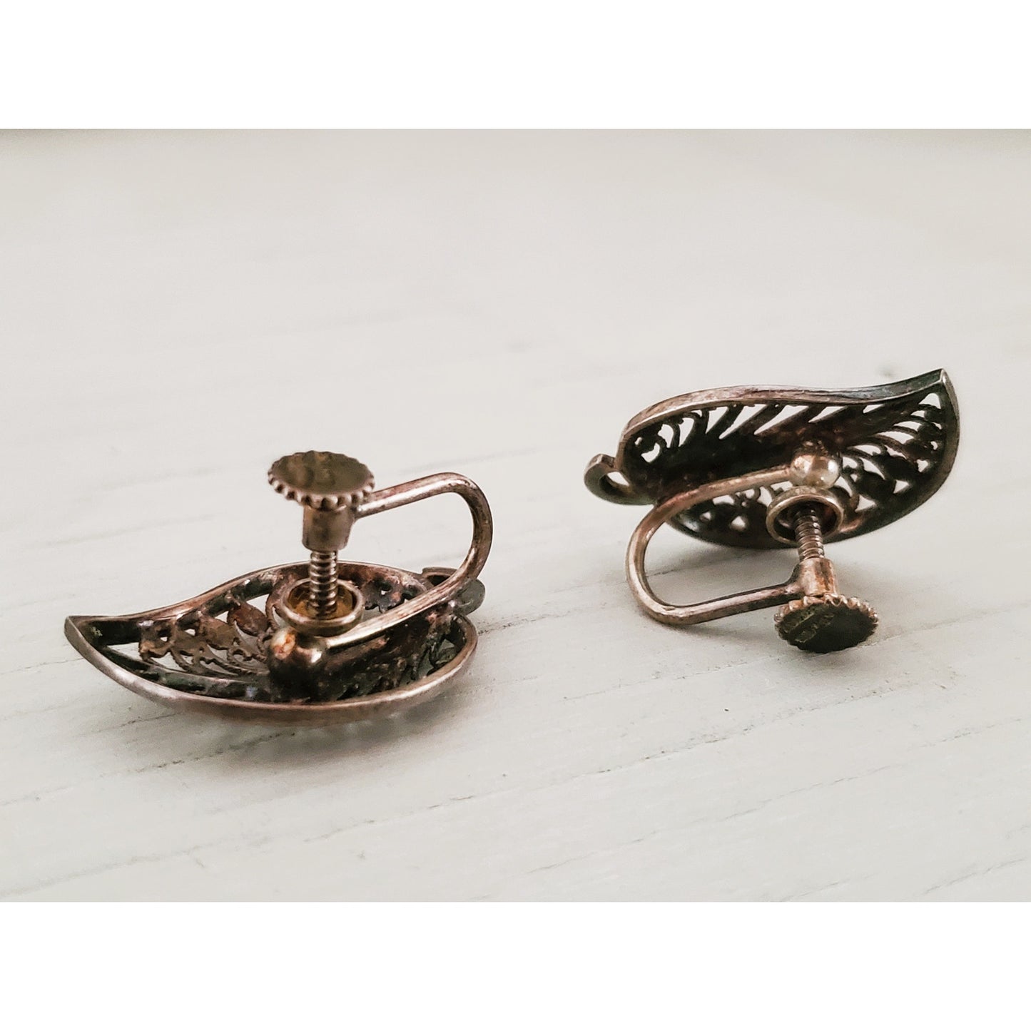 Lot of 2 Sterling Silver Screw Back Earrings