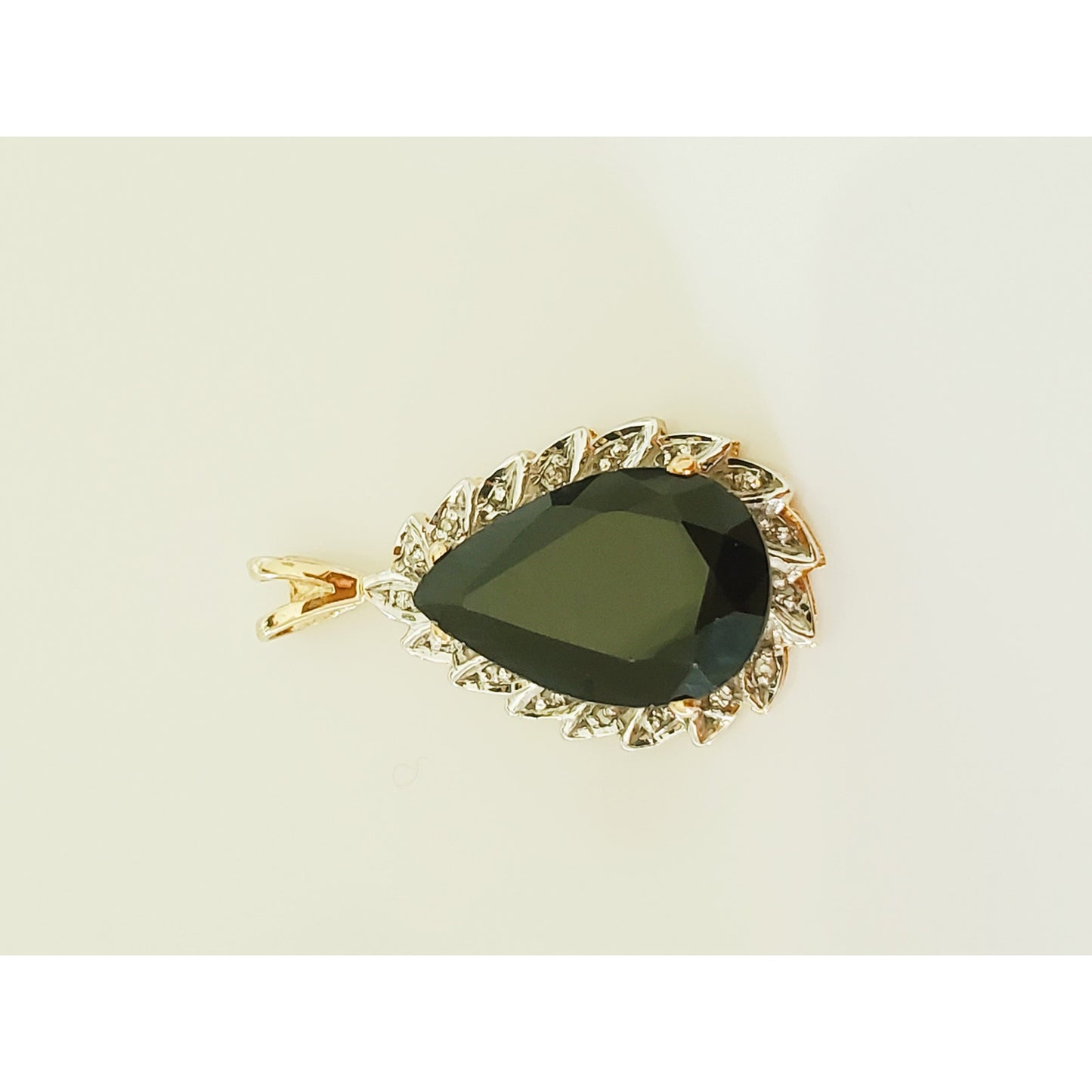 Vintage 14K Gold Joseph E. Demarco Sapphire and Diamond Pear Pendant