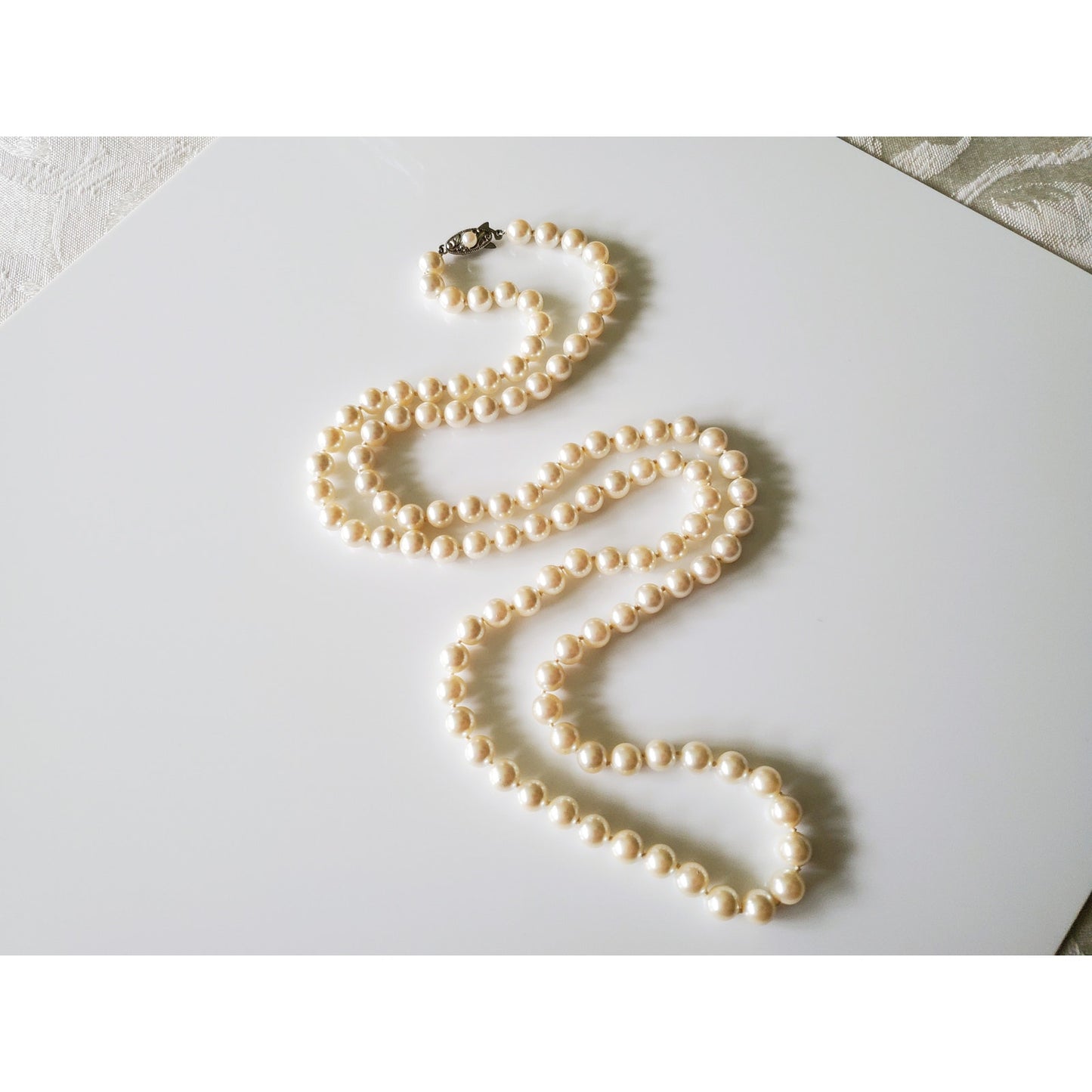 Vintage Faux Pearl Necklace with Silver Clasp
