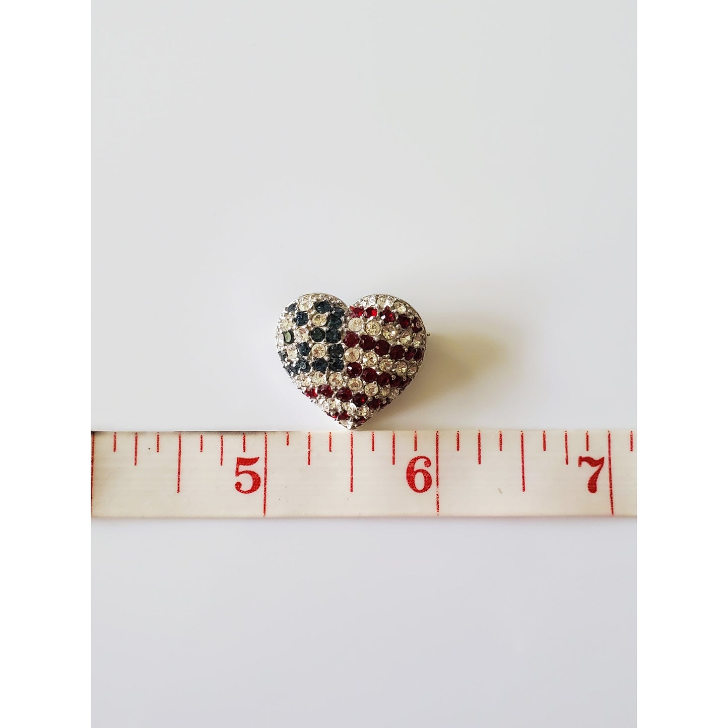 Vintage Sterling Silver American Flag Heart Pendant