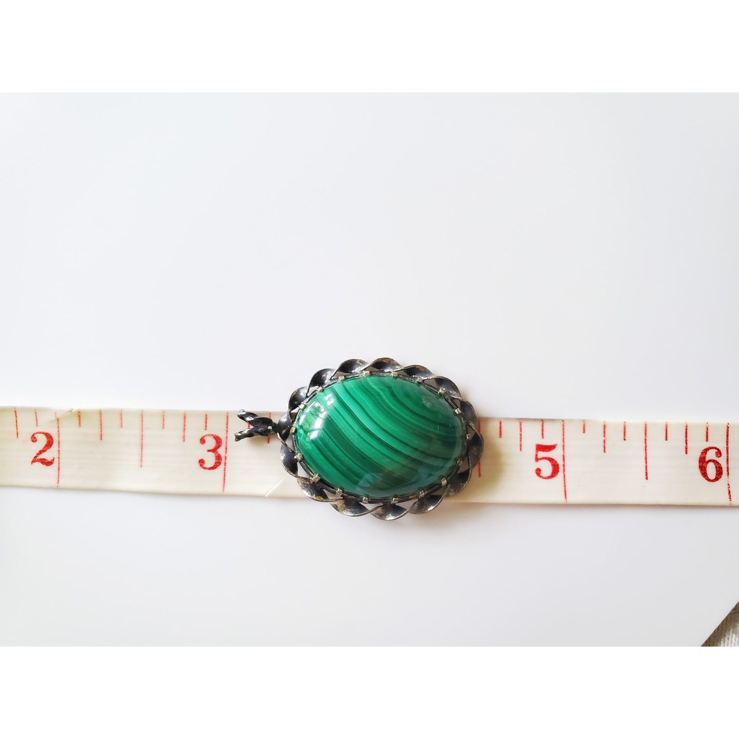 Vintage Sterling Silver Malachite Pendant and Earring Set