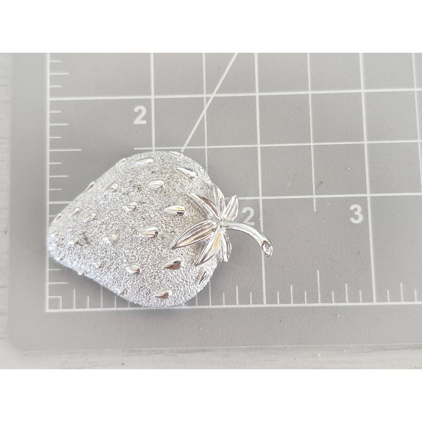Vintage Silver tone Sarah Coventry Strawberry Brooch