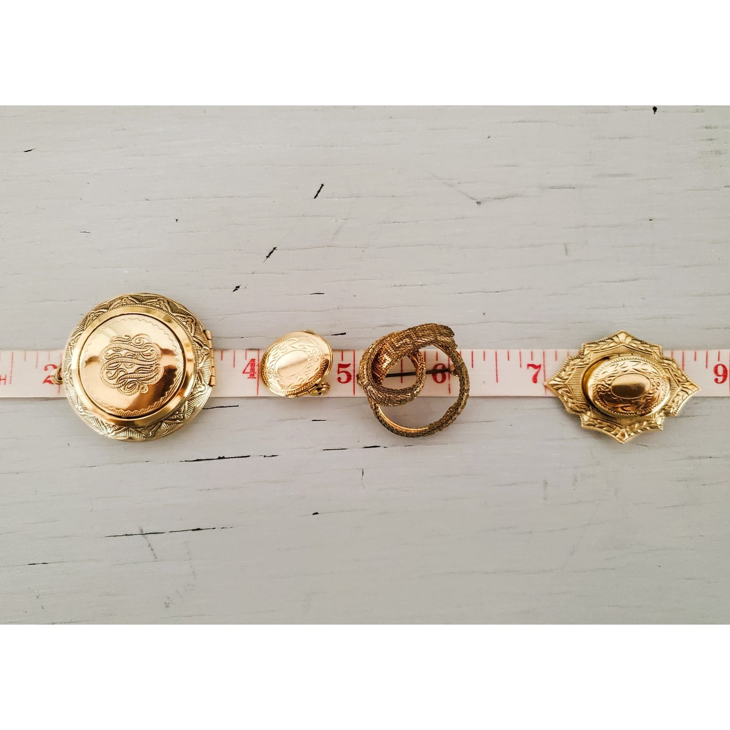 Lot of Vintage Gold Tone Locket Brooches