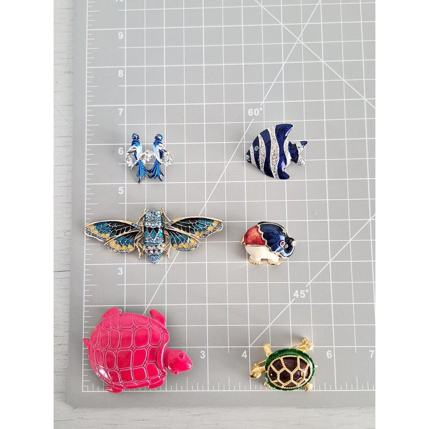 Vintage Bug and Animal Brooch Set