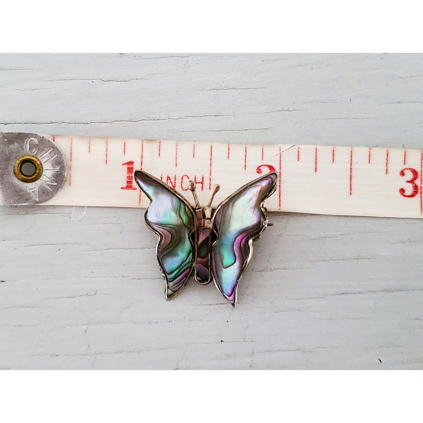 Vintage Sterling Silver Mother of Pearl Butterfly Pin