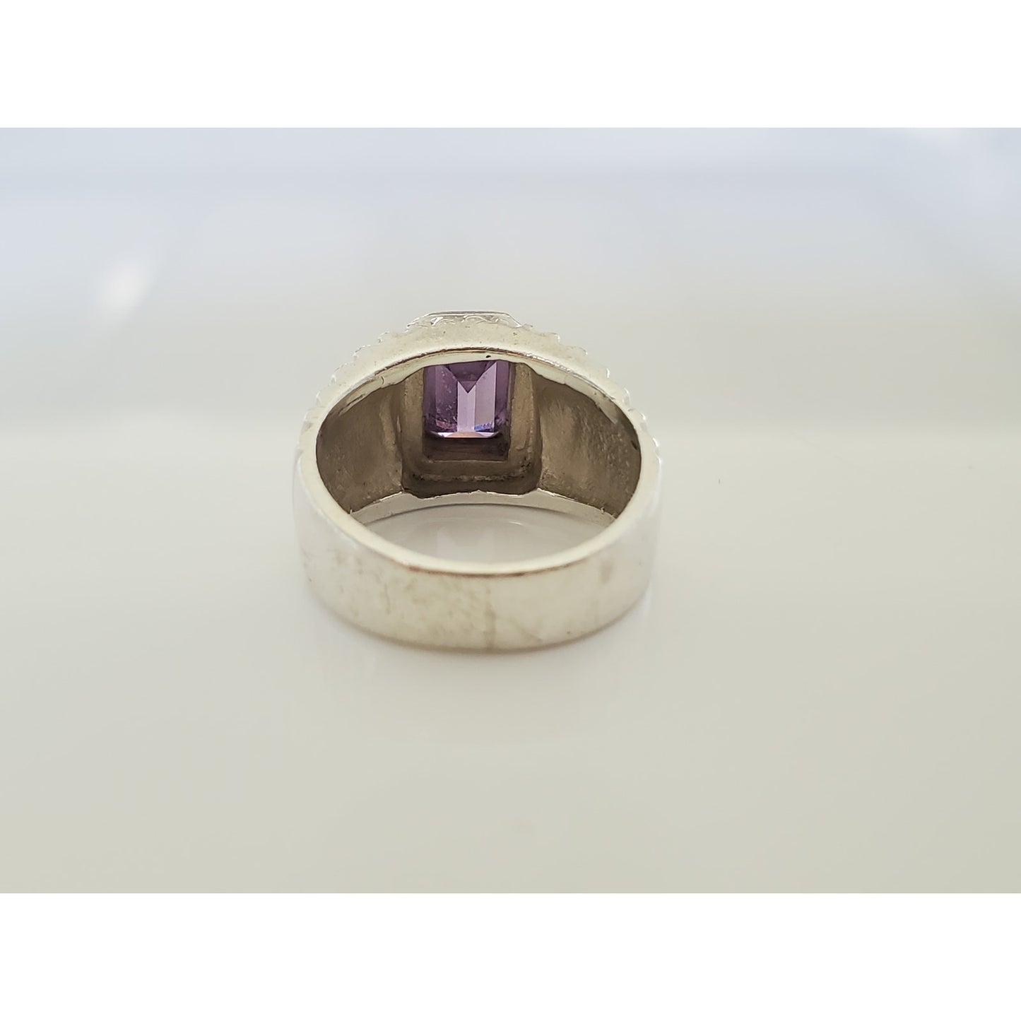 Ribbed Sterling Silver Amethyst Ring