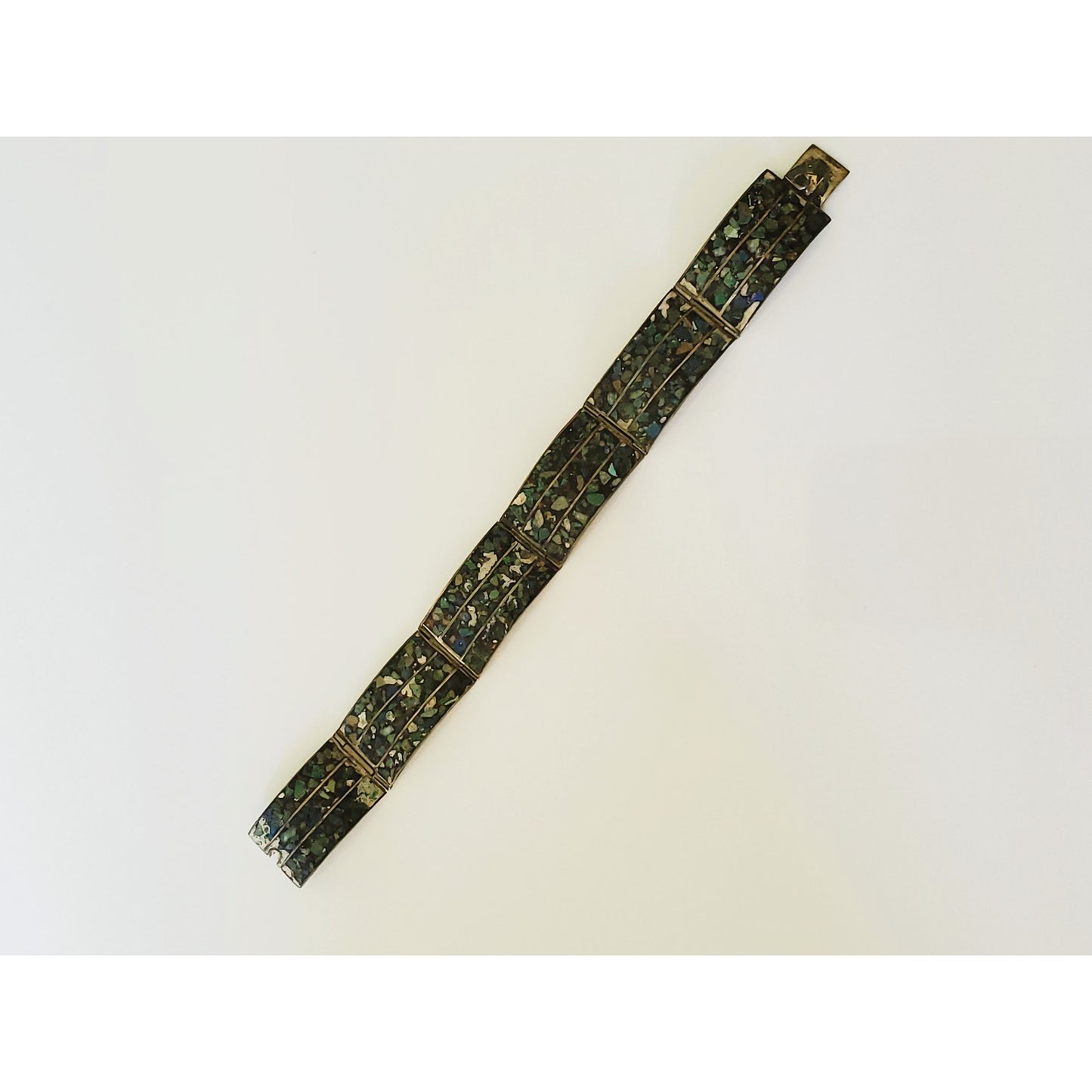 Vintage Silver and Turquoise Panel Bracelet