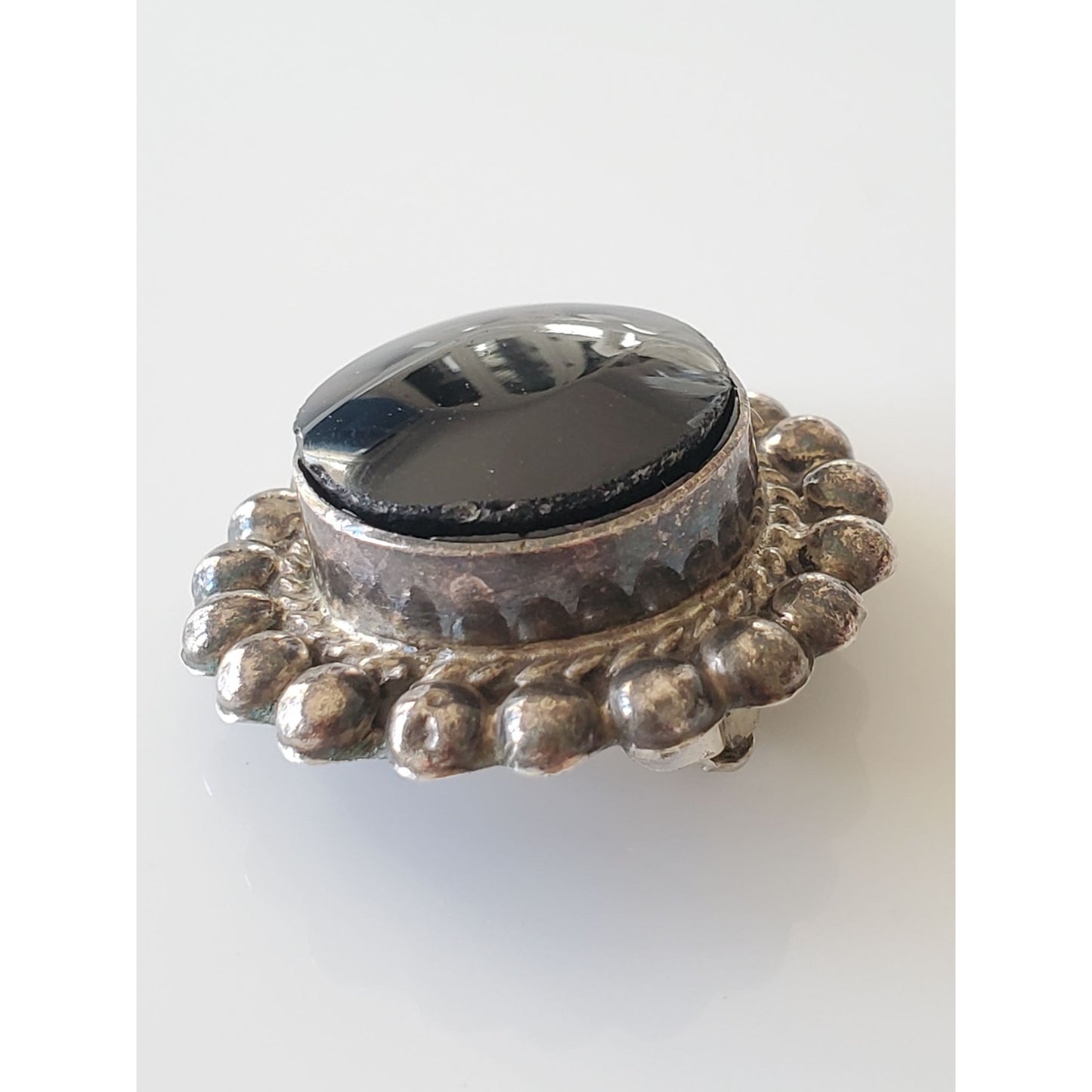 Vintage Large Sterling Silver Mexico Onyx Clip On Earrings Project