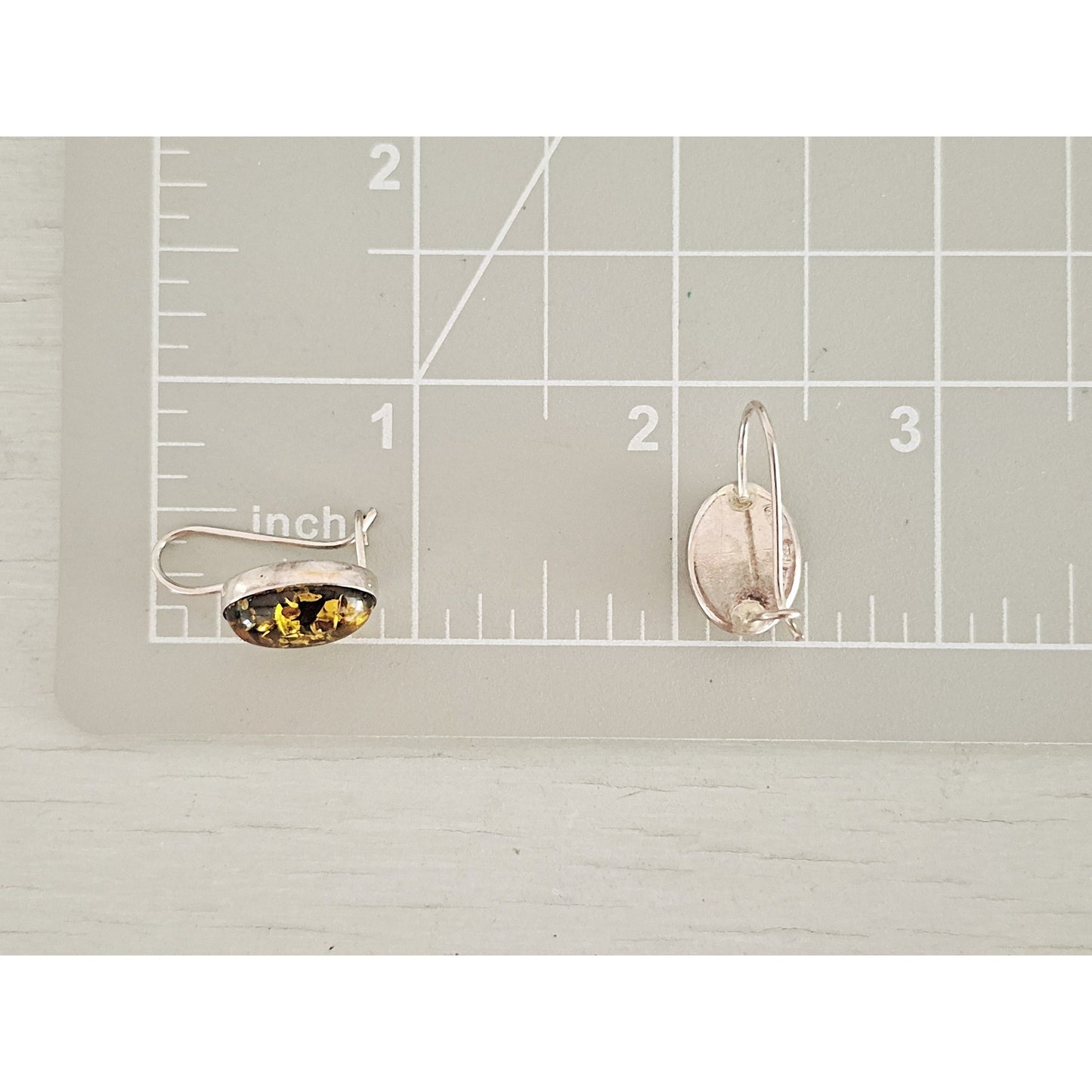 Vintage Valerio V-8 Poland  Sterling Silver Yellow Baltic Amber Drop Earrings