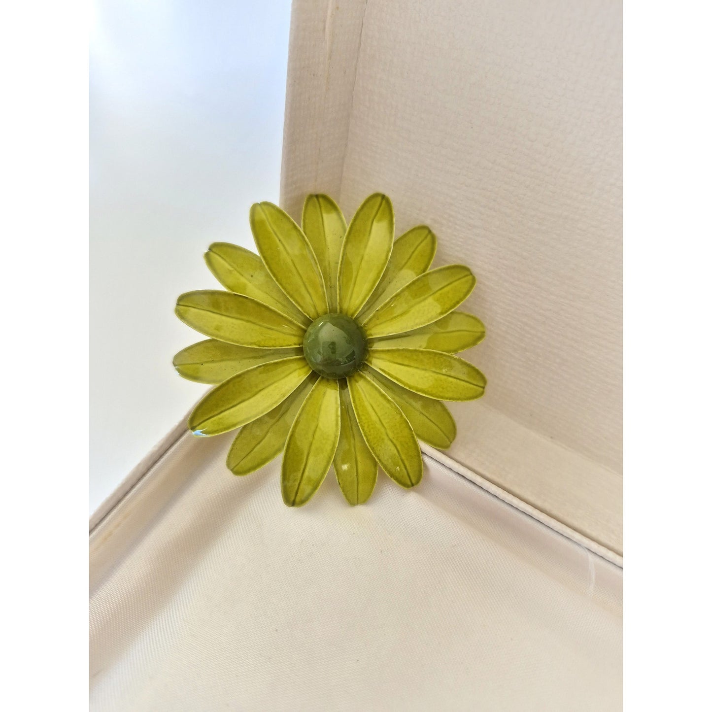 Vintage Green Sunflower Metal Enamel Brooch