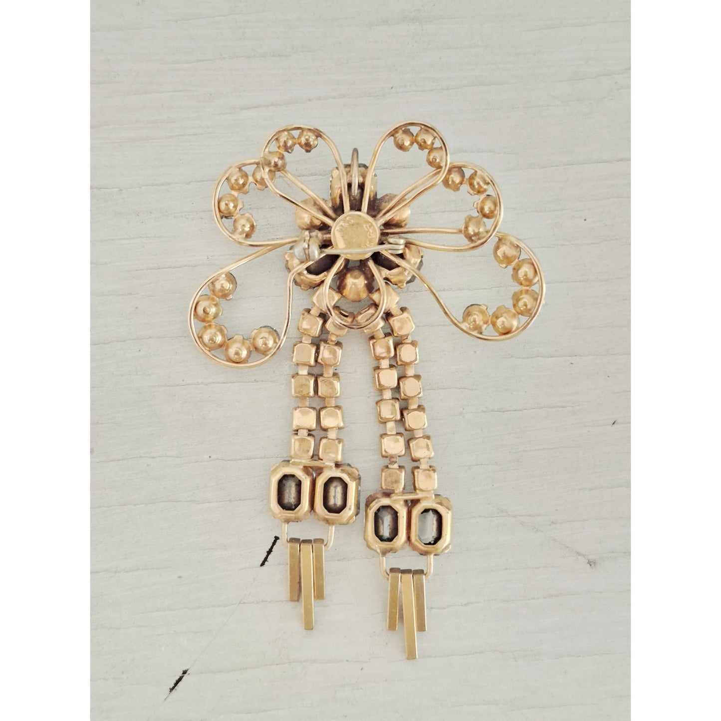 Vintage Marks & Spencer Gold-fill Dangle Rhinestone Brooch