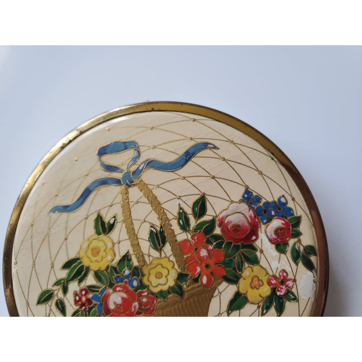 Vintage Houbigant Floral Basket Compact