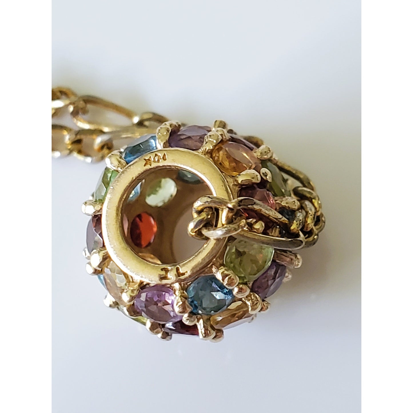 Vintage Multi-Gemstone 10k Yellow Gold Pendant