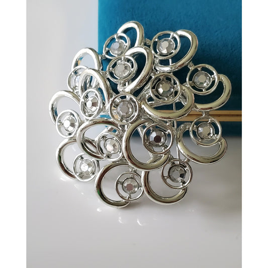 Vintage Large Sarah Coventry Silver Scroll Brooch