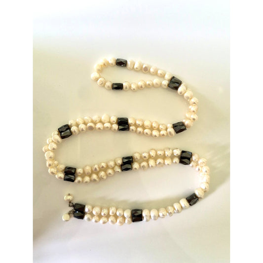 Vintage Freshwater Cultured Pearl and Magnetic Hematite Strand