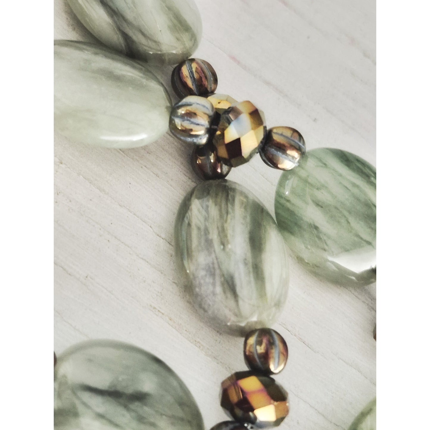Vintage Green Glass Bead Necklace