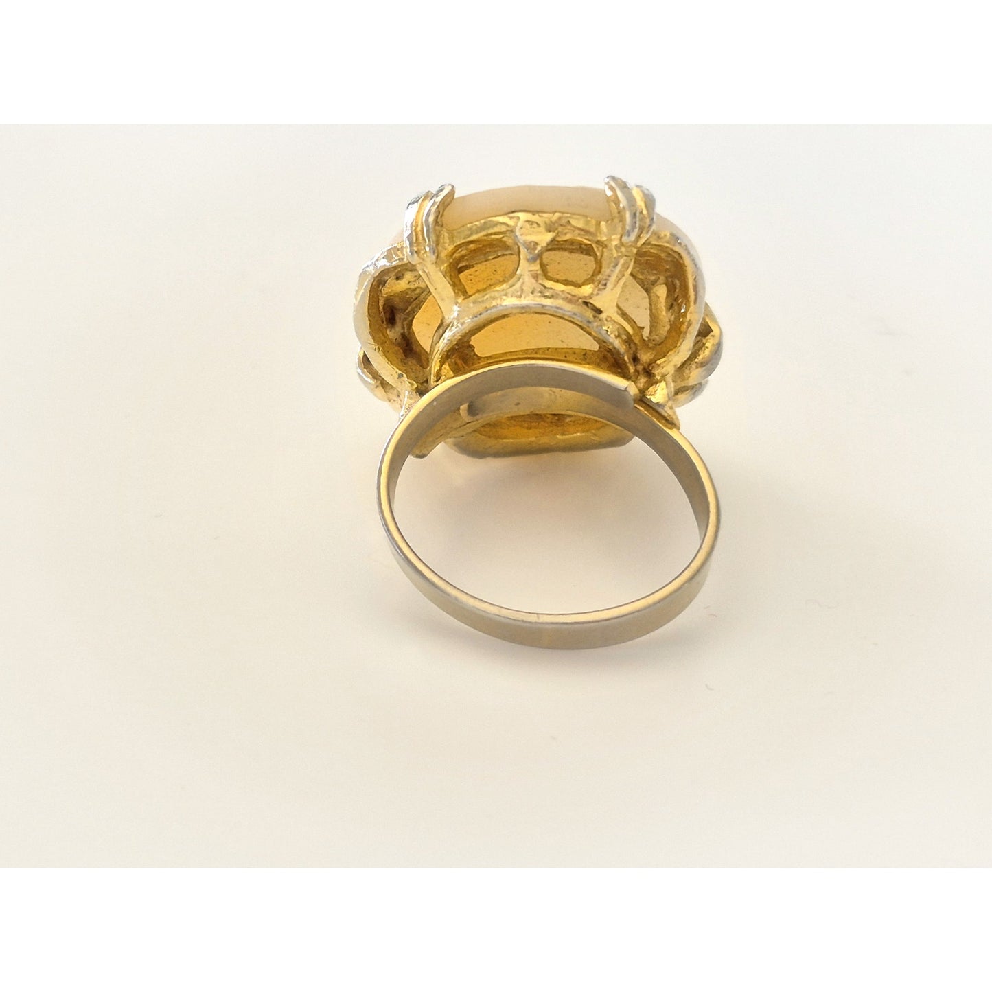 Vintage Adjustable Shell Cameo Gold-tone Ring