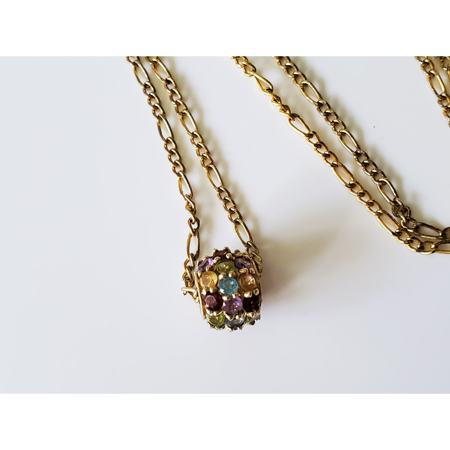 Vintage Multi-Gemstone 10k Yellow Gold Pendant