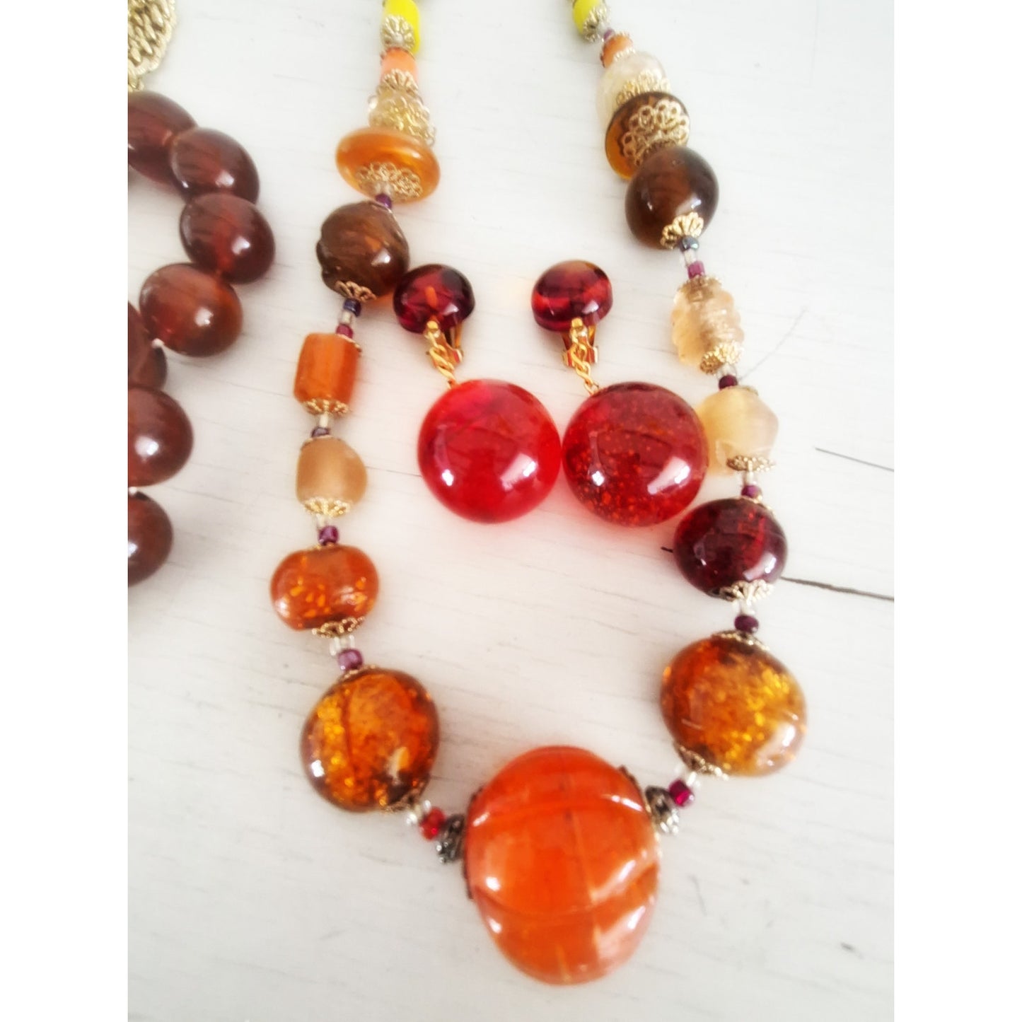 Vintage Chunky Faux Brown and Amber Jewelry Lot 2.0