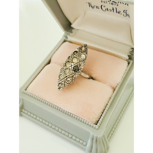 Vintage Mid Century Sterling Silver Navette Ring