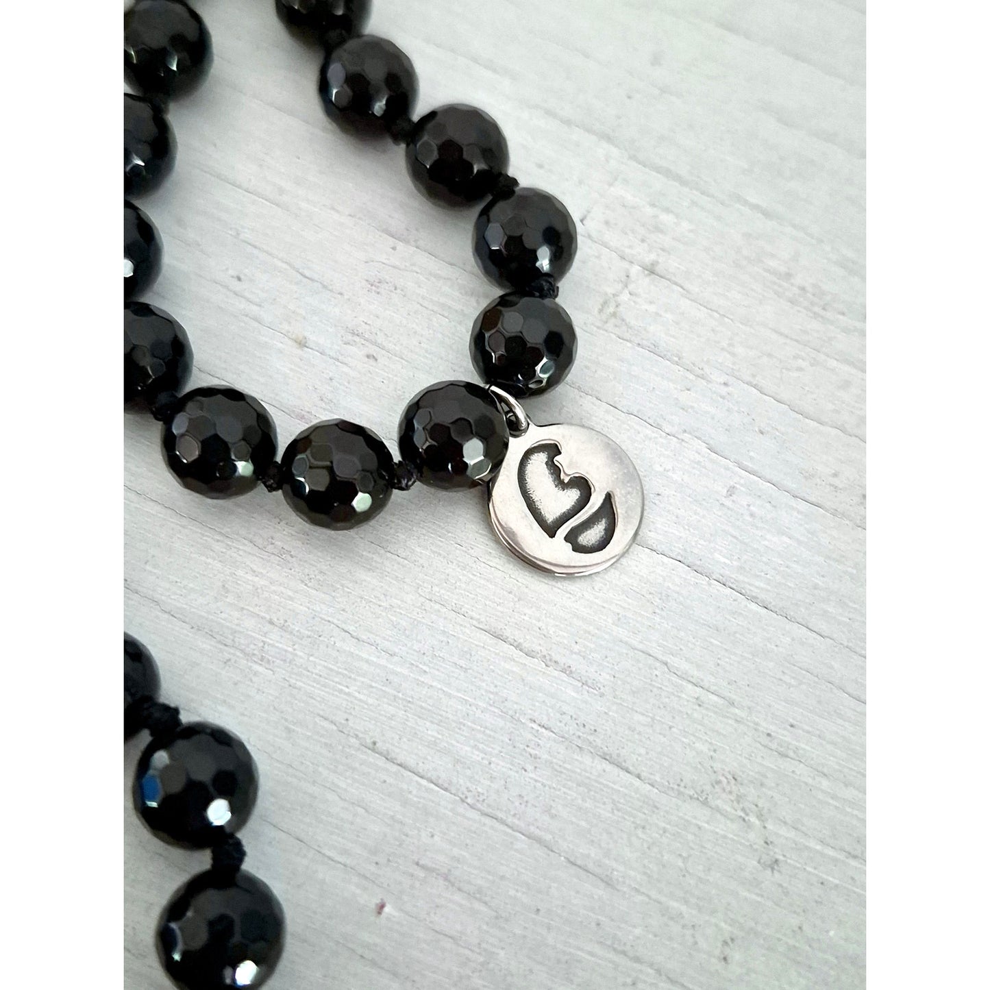 OKIKO Japan Black Bead Hand Knotted Tassel Necklace with Earrings
