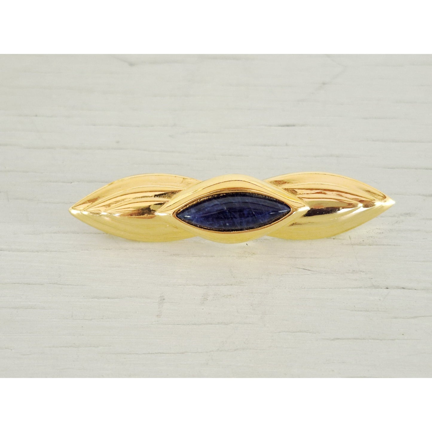 Vintage 1996 Gloria Johnson Black and Gold-tone Brooch