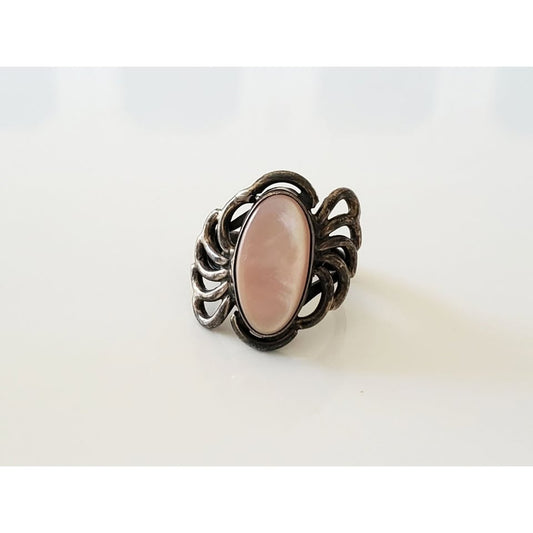 Vintage Southwestern Mother of Pearl Sterling Silver Bypass Ring