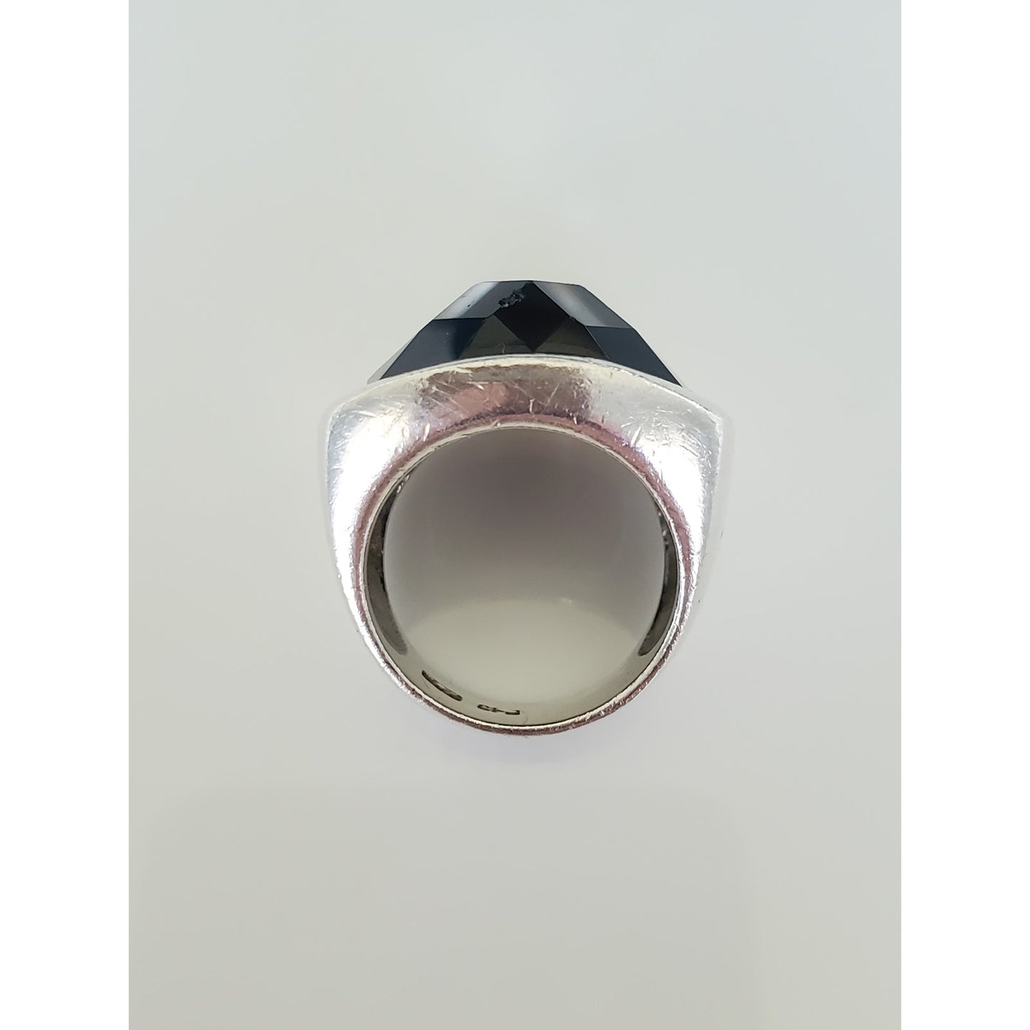 Vintage CFJ Designer Sterling Silver Onyx Ring