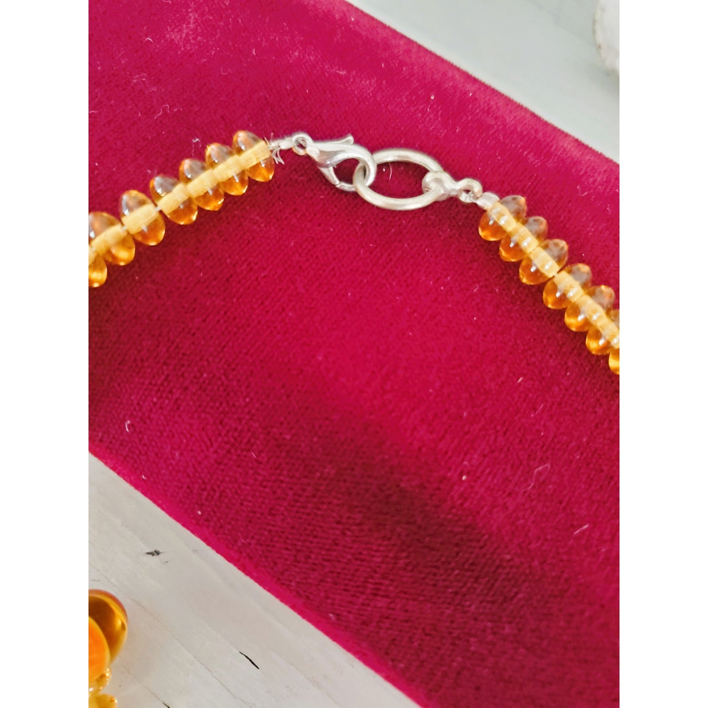 Vintage Amber Beaded Choker Necklace