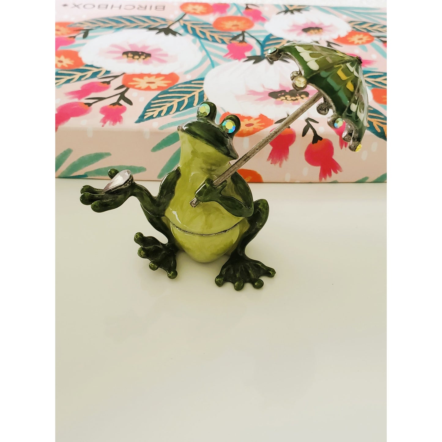 Vintage Green Frog Jewelry Trinket Holder