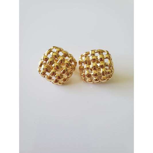 Vintage Givenchy Basketweave Clip on Earrings