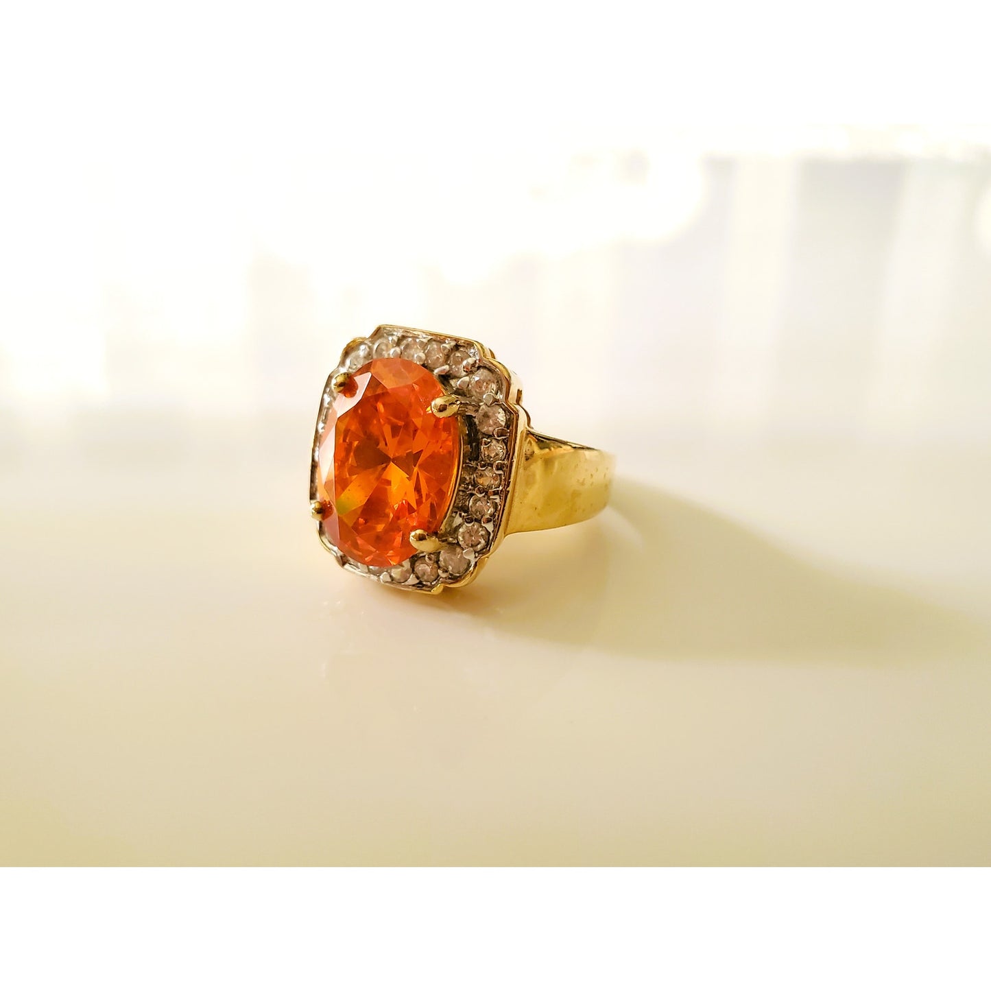 Vintage Orange and Amber Gold Plated Ring Lot