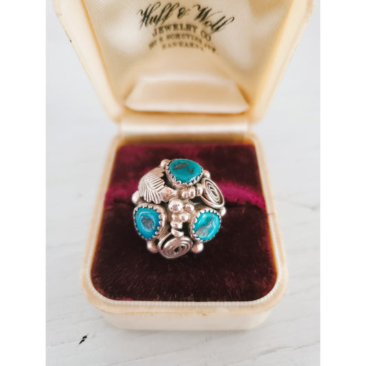 Vintage Turquoise and Sterling Silver Navajo Ring