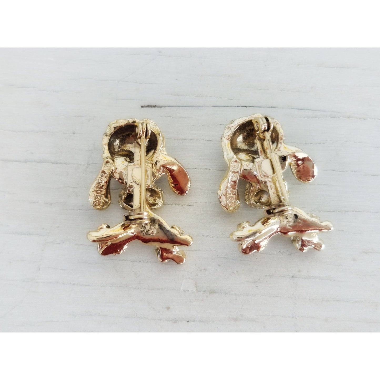 Pair of Vintage Gerry's Poodle Puppy Pin Brooch Set