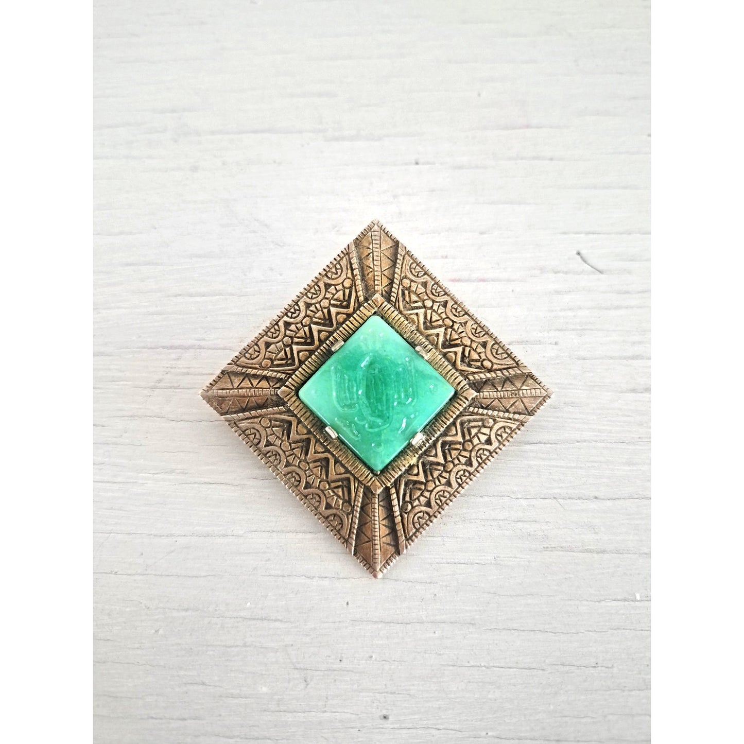 Vintage Marvella Faux Jade Phoenix Brooch
