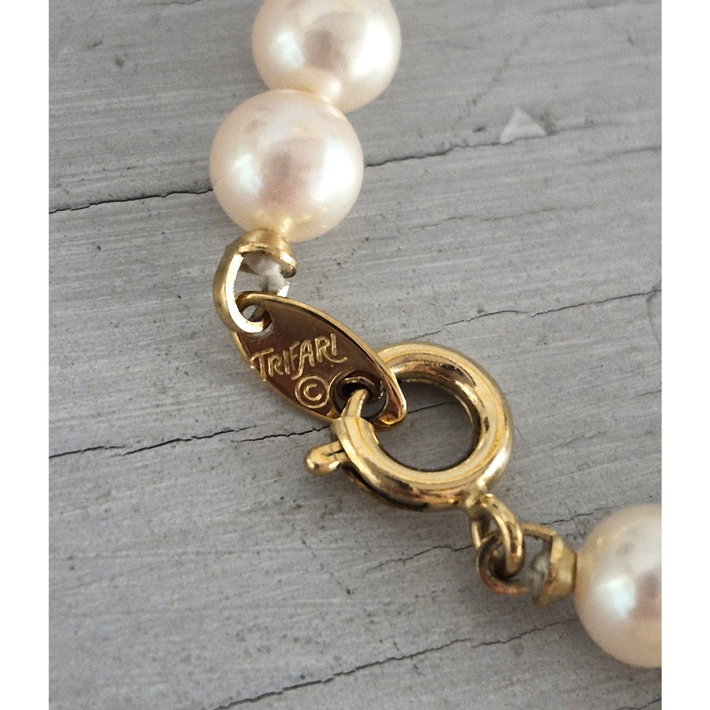 Vintage Trifari Faux Pearl Choker Necklace