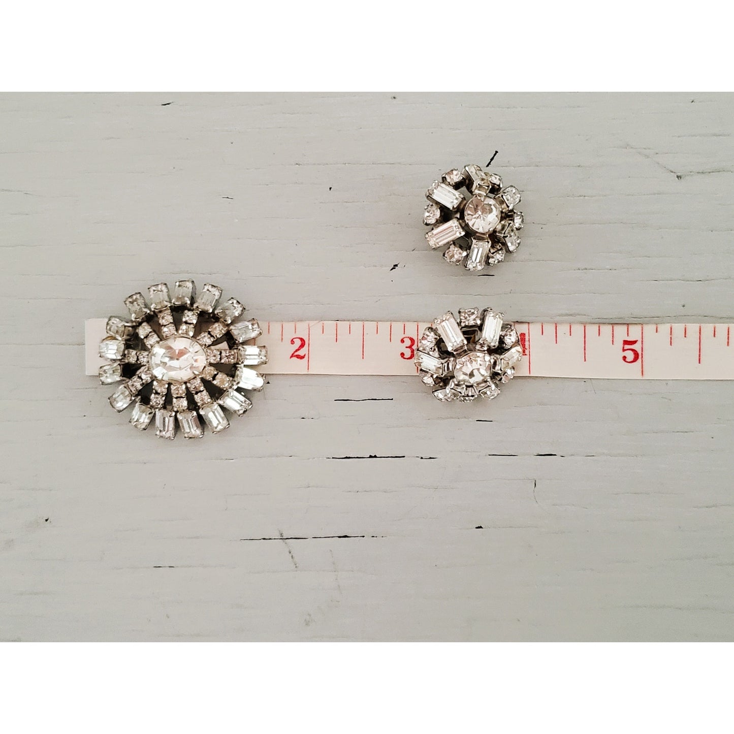 Vintage Clear Rhinestone Brooch and Earring Set