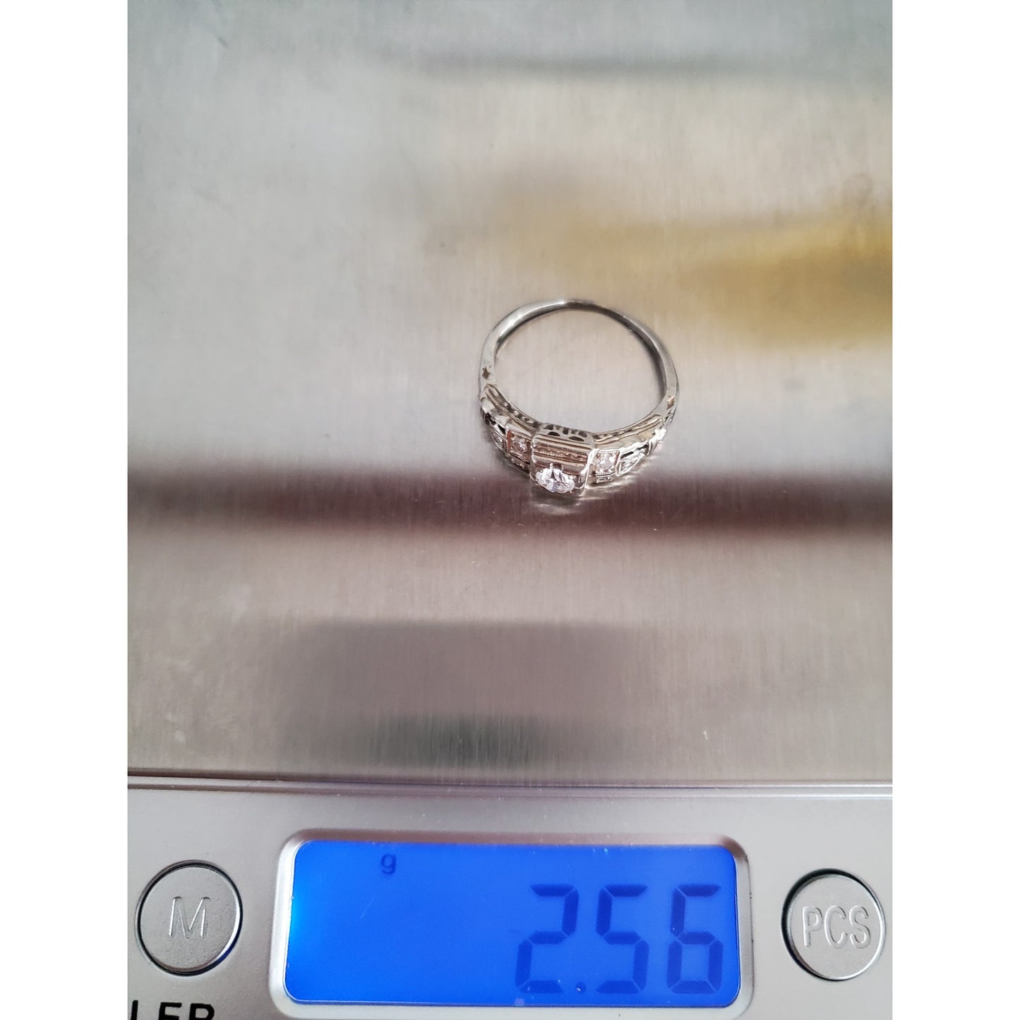 Vintage 1920s Art Deco 14K White Gold Diamond Ring