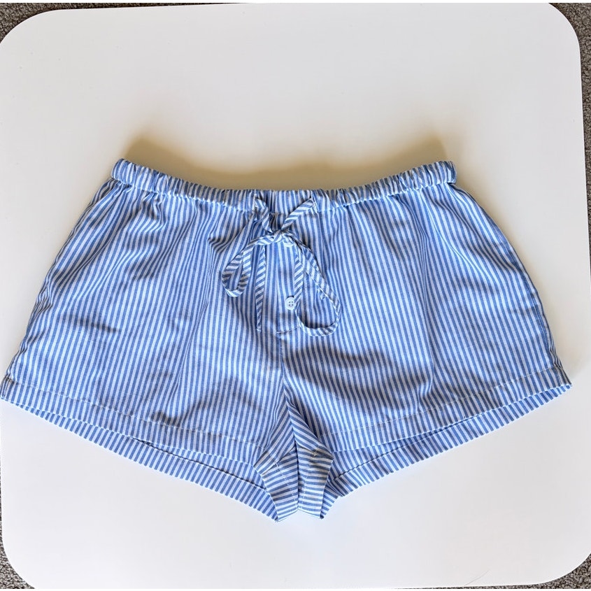 Blue and White Striped Shorts