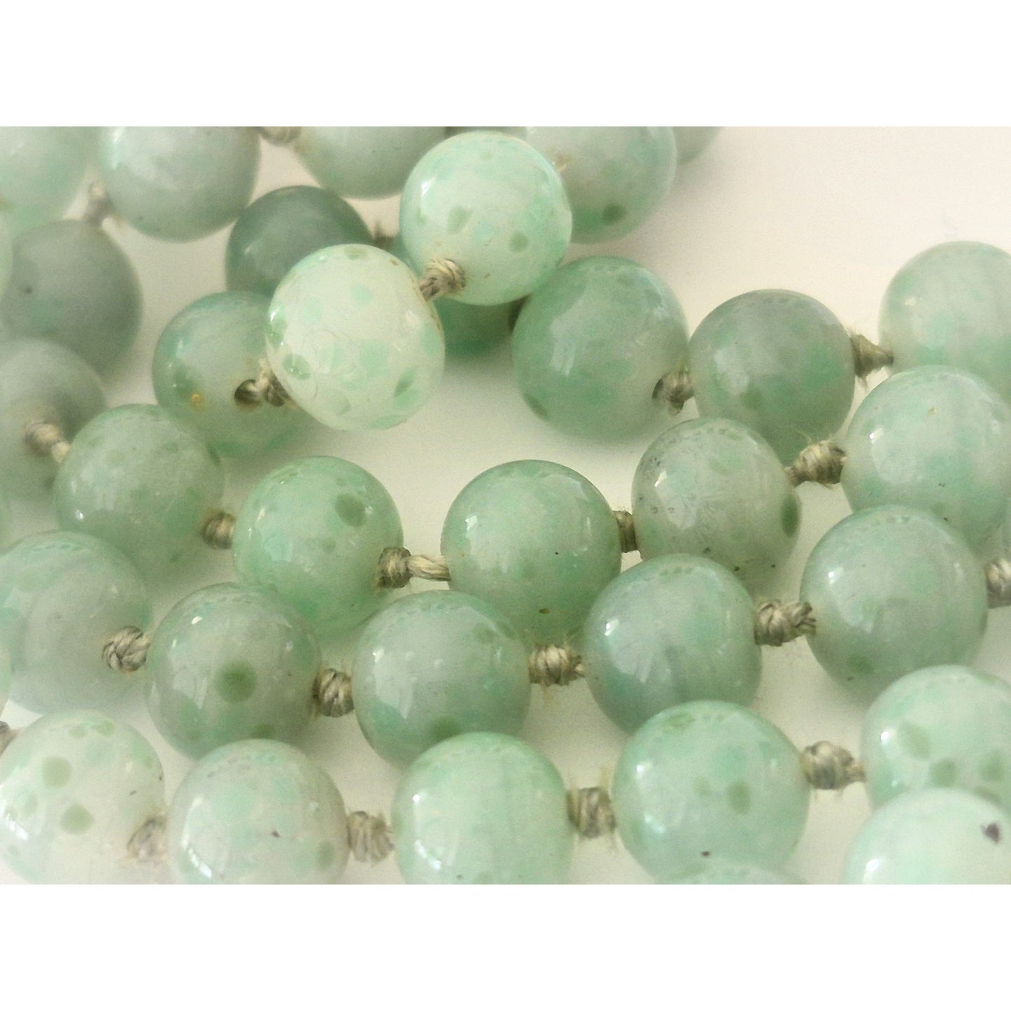 Vintage Sage Green Glass Double-strand Alice Caviness Signed Necklace