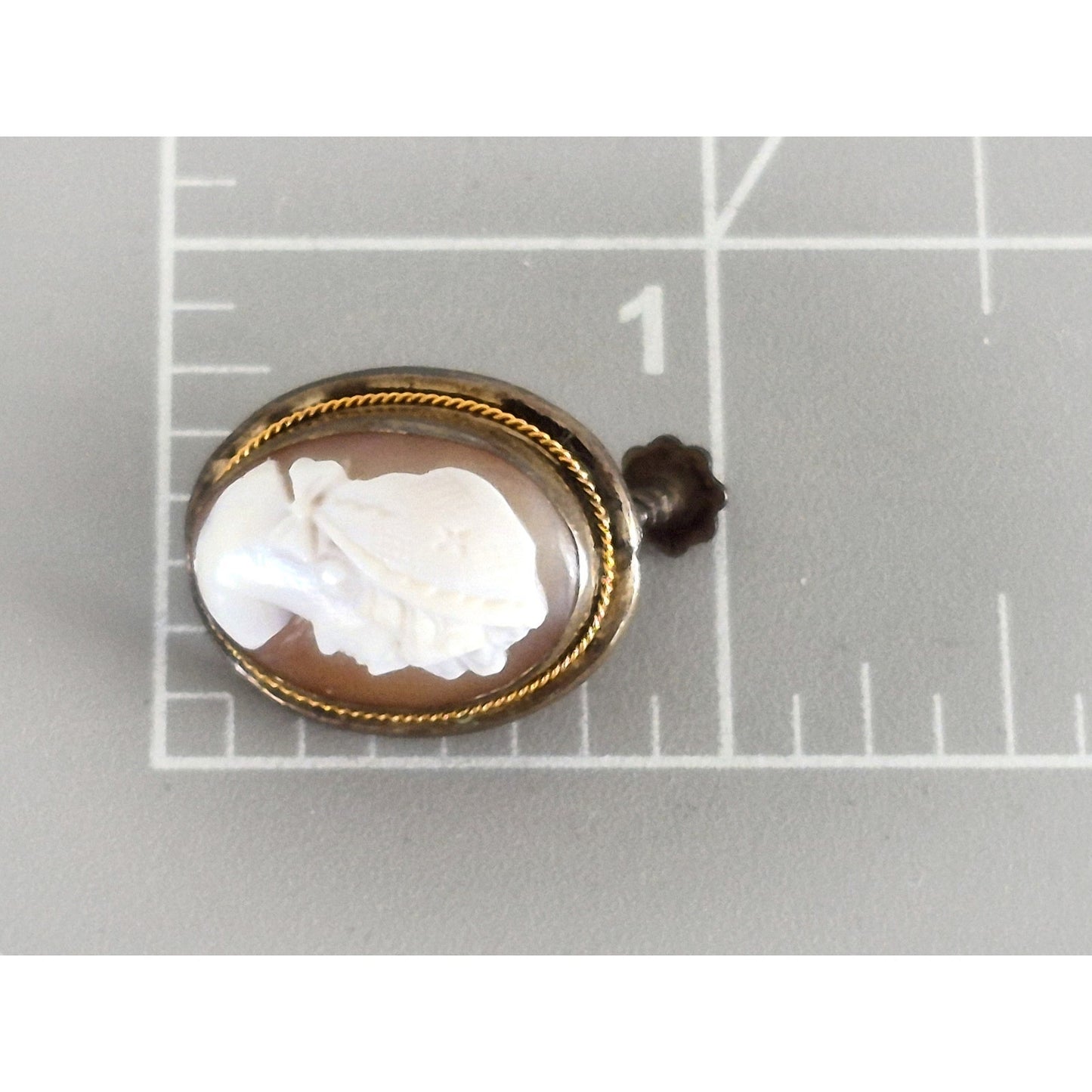 Vintage 800 Silver Victorian Cameo Shell Screw On Earrings