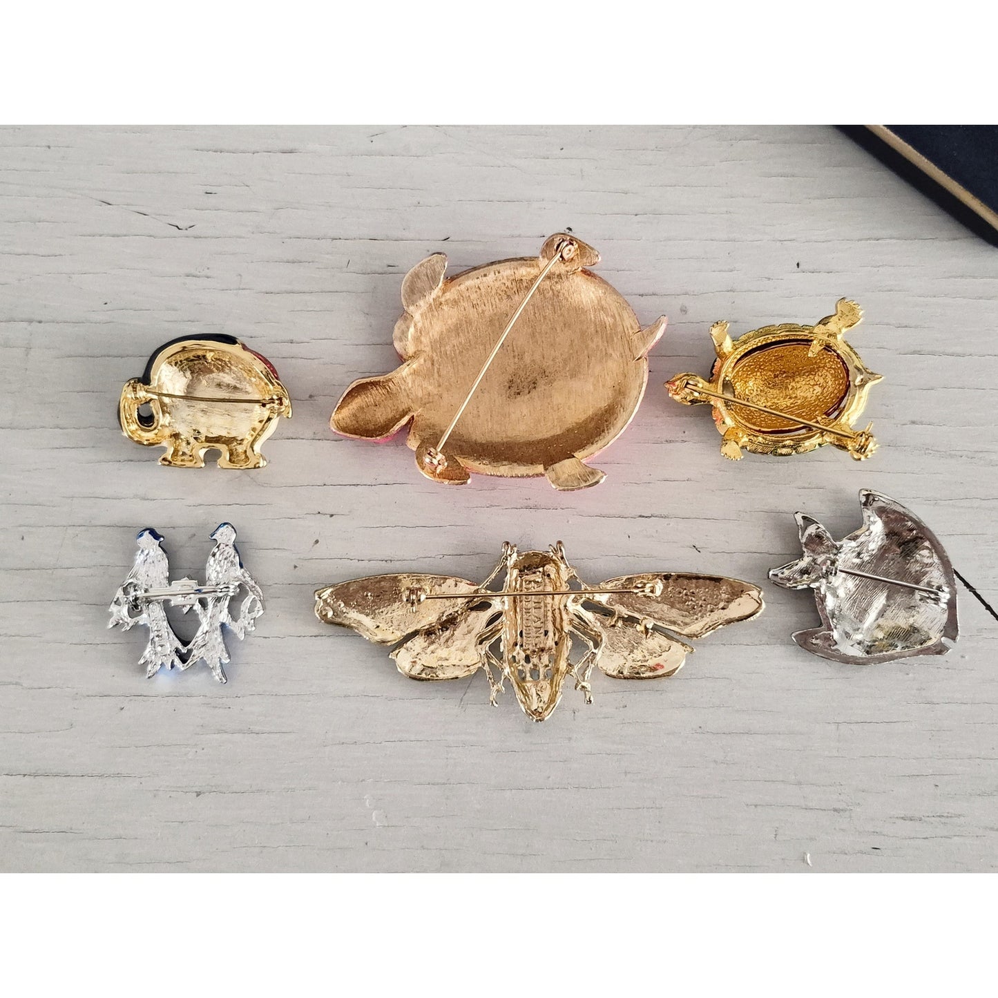 Vintage Bug and Animal Brooch Set