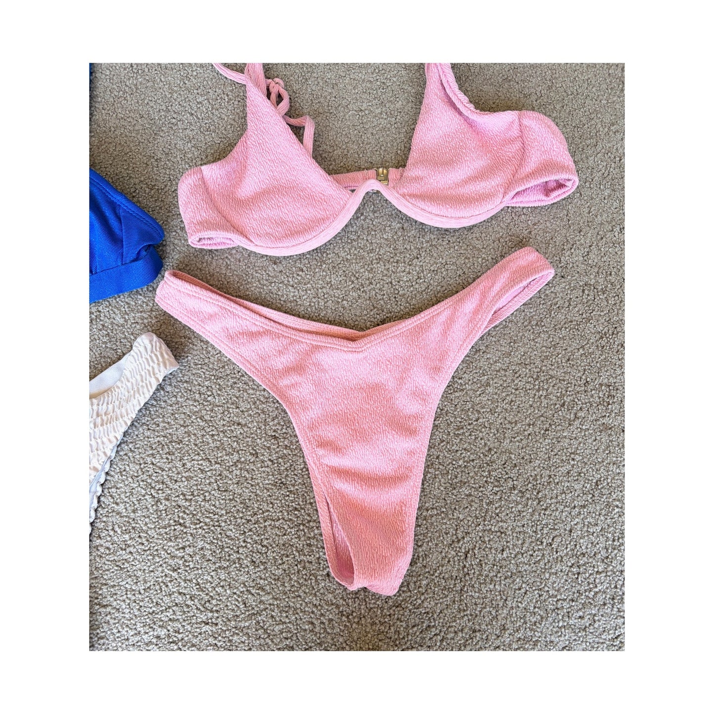 Blue White and Pink Bikinis